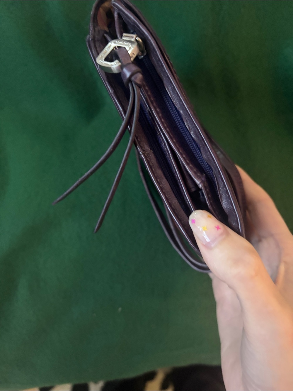 HOBO Purple Leather Crossbody Card Wallet with Geometric ID Window - Picture 3 of 4
